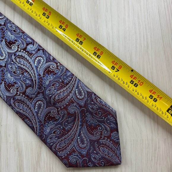 Hogo Boss Mens Purple & White Paisley Print Silk Office Wear Tie 60x3 Inches - Picture 12 of 12